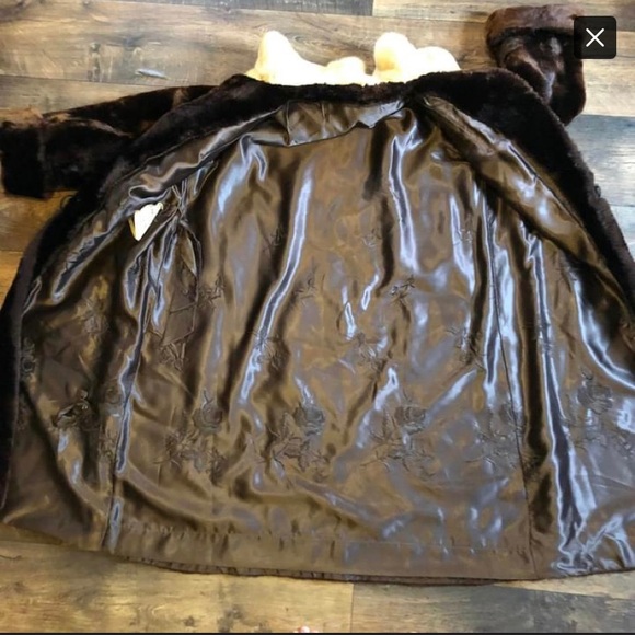 Vintage dyed lamb skin mink fur collar winter jacet/coat - Picture 2 of 4